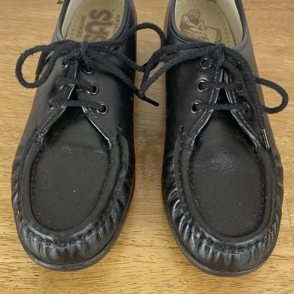 SAS Siesta Women’s 7S Comfort Shoes Black Leather Loafers Genuine Hand sewn USA - Picture 2 of 9